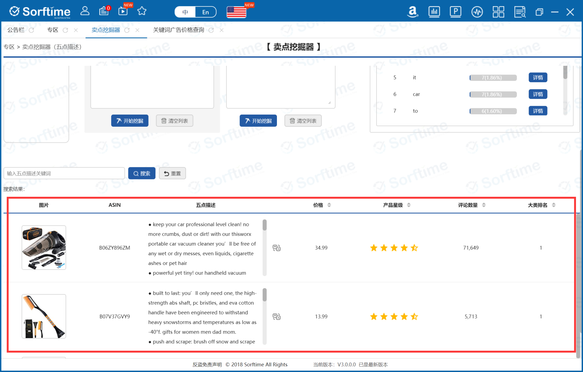 View the detailed information of the competing product selected for analysis