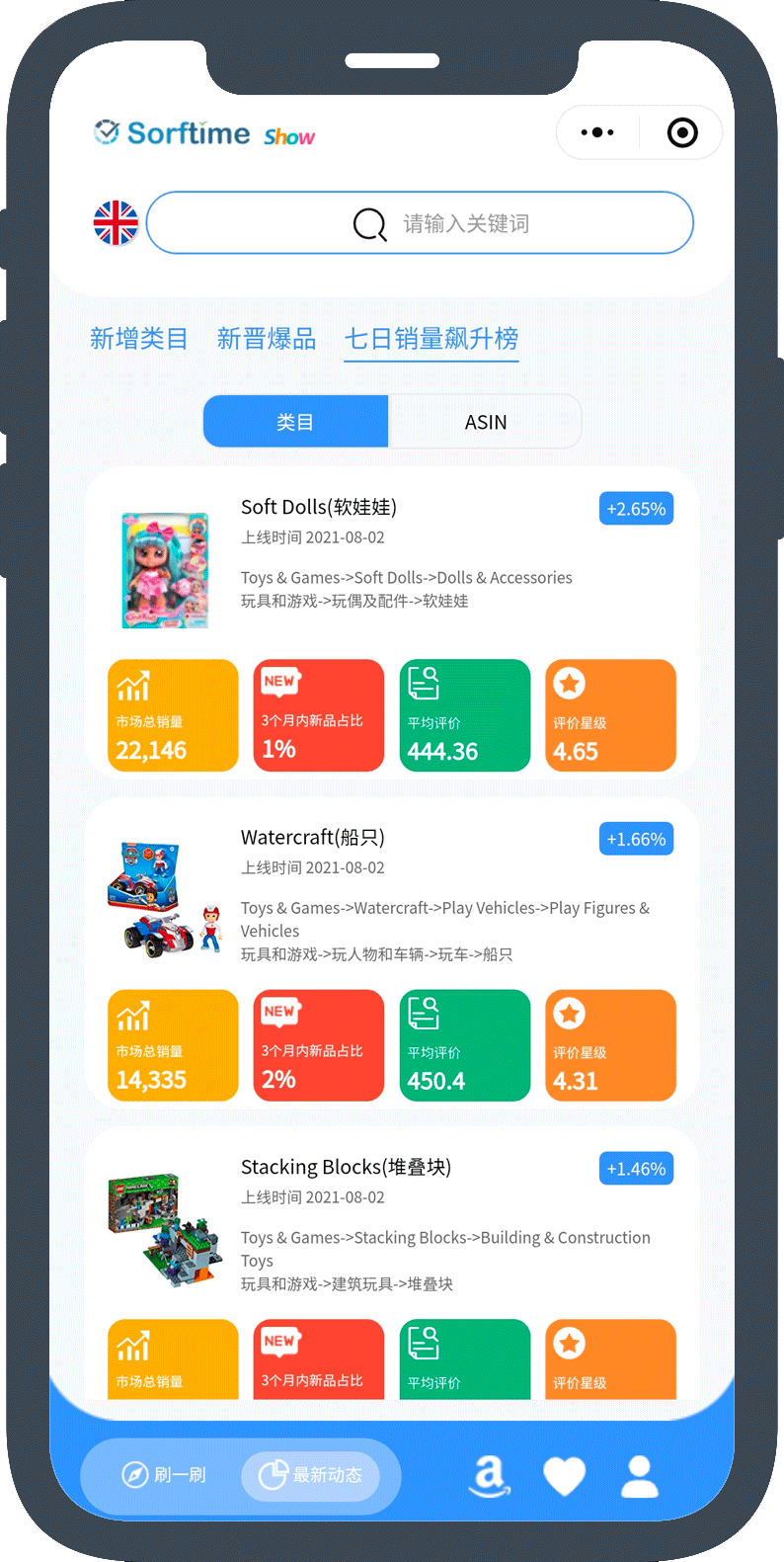 小程序版查看亚马逊每日ASIN销量榜